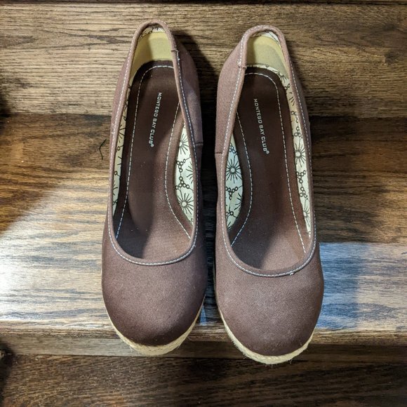 Brand New Montego Bay brown Wedge & Trash Tan Suede wedge heels used once SIze 9 - Picture 7 of 7